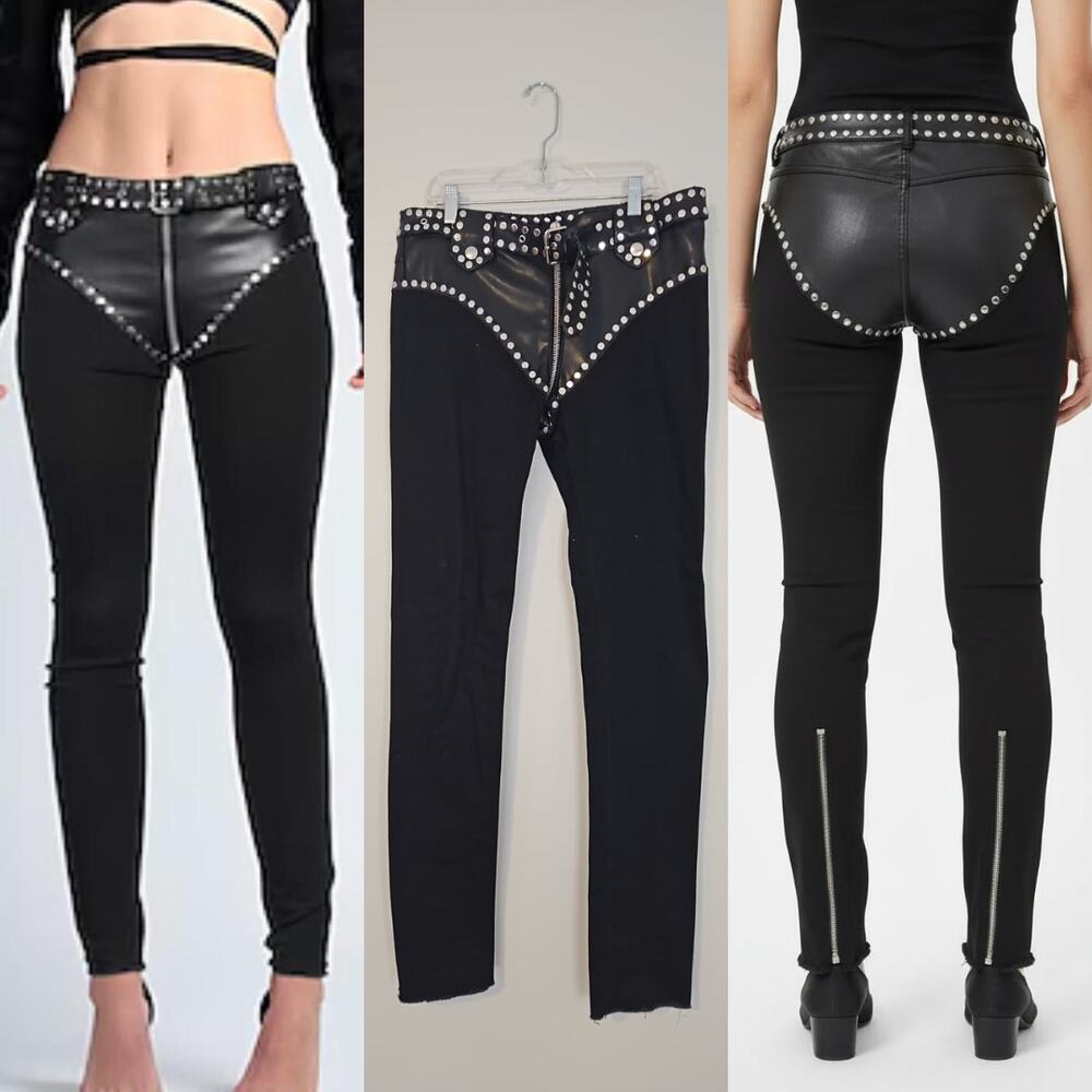Alyx Black Studded Biker Pants with Leather – Size 27